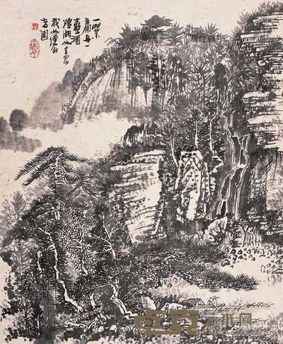 黄秋园  一叶扁舟一壶酒 镜心 65×53cm